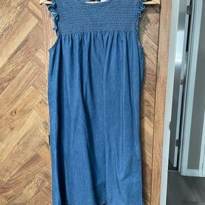 Blue Sleeveless Denim Maternity Dress